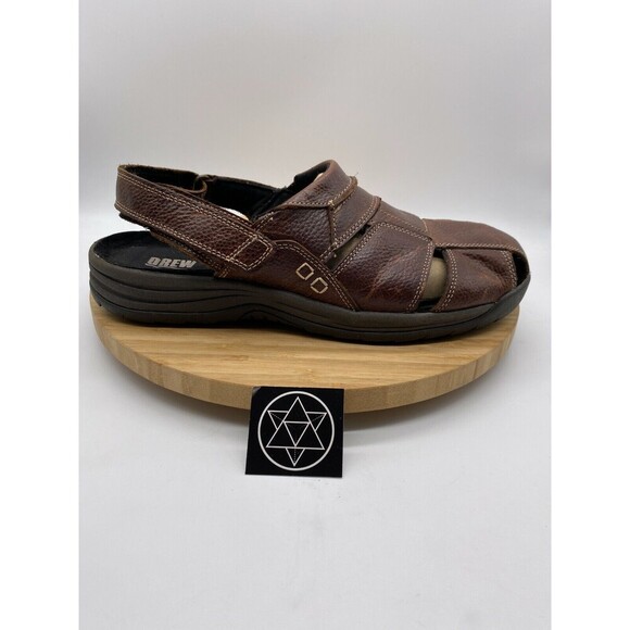 Drew Barcelona Brown Leather Fisherman Strap On Sandal Shoes Men's Size 13 W - Picture 2 of 12